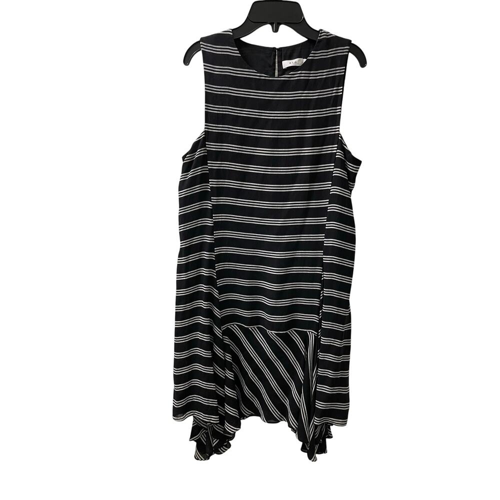 A.L.C. Silk Black Striped Fain Dress